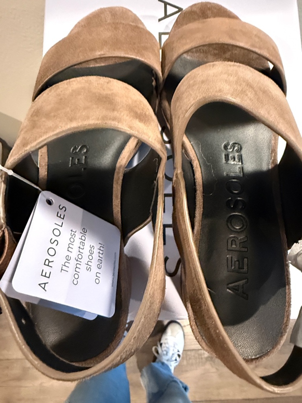 AEROSOLES Camera Java Suede Platform Wedge Sandal with Buckle - Picture 6 of 10